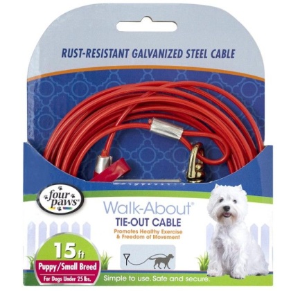 Four Paws Walk-About Puppy Tie-Out Cable for Dogs up to 25 lbs