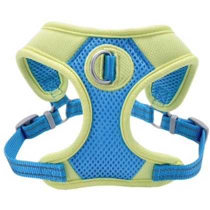 Coastal Pet Pro Reflective Mesh Dog Harness Aqua with Neon Yellow 5/8