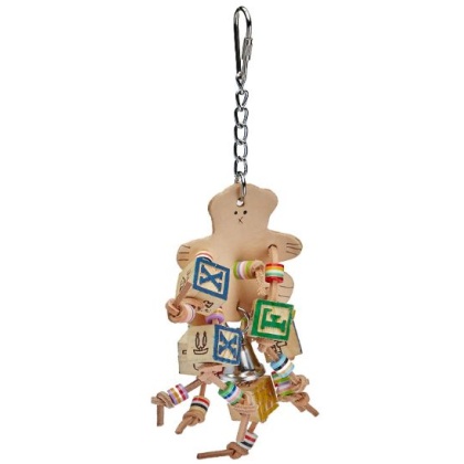 AE Cage Company Happy Beaks Leather Bear with ABC Blocks Assorted Bird Toy