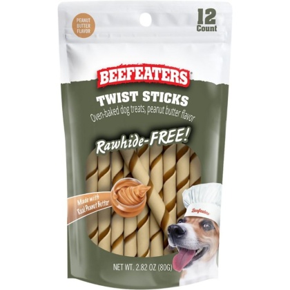 Beefeaters Rawhide Free Oven Baked Twist Sticks Peanut Butter