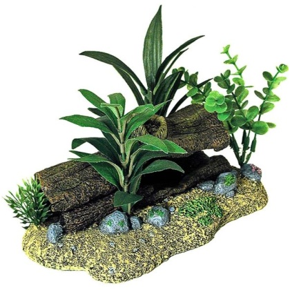 Blue Ribbon Exotic Environments Log Cavern Jungle Floral Aquarium Ornament