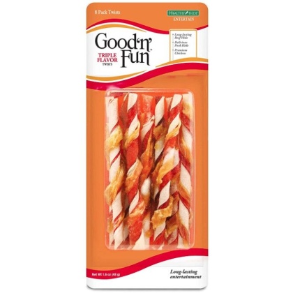 Healthy Hide Good'n' Fun Triple-Flavor Twists Regular Chicken, Pork and Beef Hide