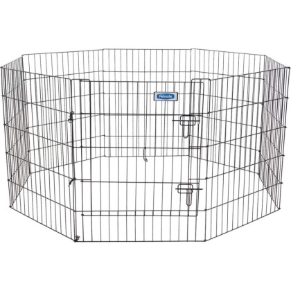 Petmate Exercise Pen Single Door with Snap Hook Design and Ground Stakes for Dogs Black