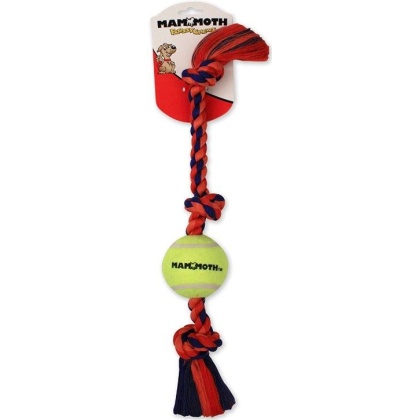 Mammoth Pet Flossy Chews Color 3 Knot Tug with Tennis Ball - Assorted Colors