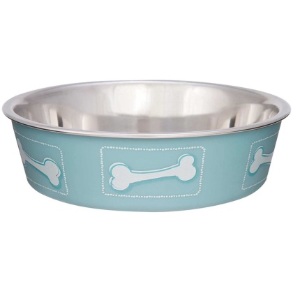 Loving Pets Stainless Steel & Coastal Blue Bella Bowl with Rubber Base