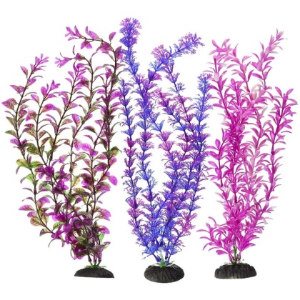 Penn Plax Colorful Plastic Aquarium Plant Pack 16