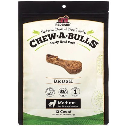 Redbarn Pet Products Chew-A-Bulls Brush Dental Dog Treats Medium