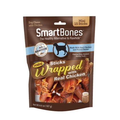 SmartBones Mini Chicken Wrapped Peanut Butter Sicks Rawhide Free Dog Chew