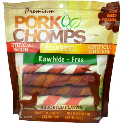 Pork Chomps Twist Dog Treats Assorted Flavors