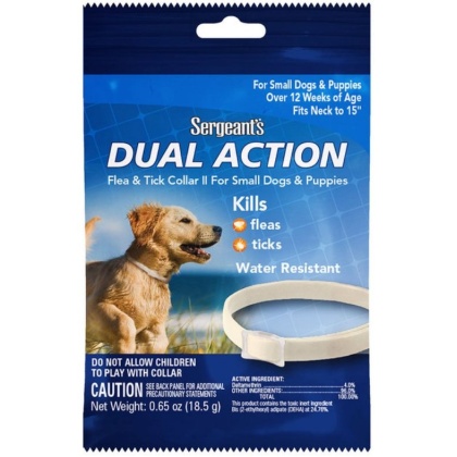 Sergeants Dual Action Flea and Tick Collar II for Small Dogs and Puppies Neck Size 15