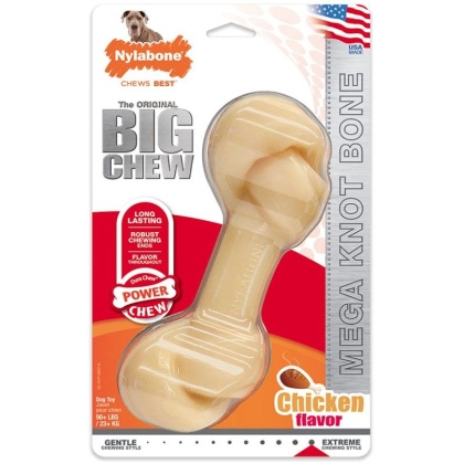 Nylabone Power Chew Knot Bone Big Dog Chew Toy Chicken Flavor