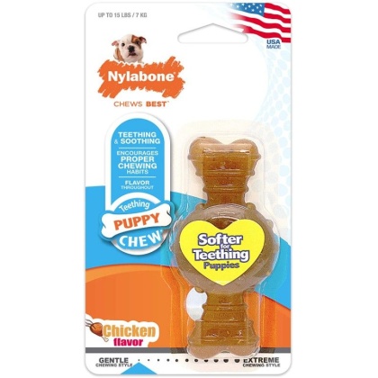 Nylabone Puppy Chew Textured Ring & Bone - Chicken Flavor