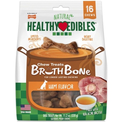 Nylabone Natural Healthy Edibles Broth Bone Chew Treats - Ham Flavor - Small