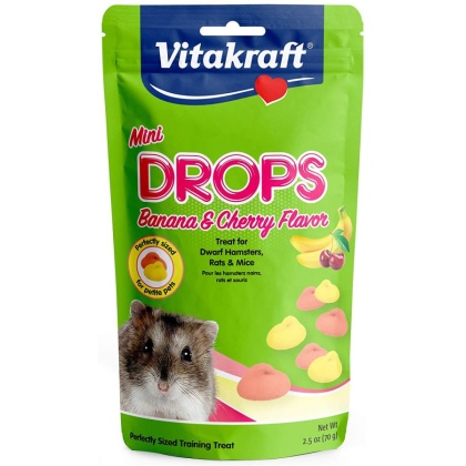 Vitakraft Mini Drops Treat for Hamsters, Rats & Mice - Banana & Cherry Flavor