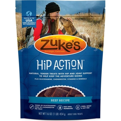 Zukes Hip Action Hip & Joint Supplement Dog Treat - Roasted Beef Recipe